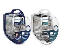 Philips Halogen RacingVision GT200 H7 Scheinwerferlampe +200%, Doppelset 12972RGTS2 Twin box, Silber & H1 Scheinwerferlampe +150%, Doppelset, 565628, Twin box