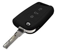 PhoneNatic Silikon Schlüssel Hülle kompatibel mit der VW Golf 7 / Octavia 3-Tasten Fernbedienung in schwarz Klappschlüssel 3-Key