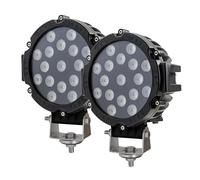 PICAA 2x Rund 7 Zoll 51W LED Arbeitsscheinwerfer, Schwarz 6000K Weiß Spotlicht Led Lightbar 12V 24V Auto Offroad 4x4 LKW Traktor Zusatzscheinwerfer