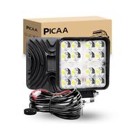 PICAA LED Arbeitsscheinwerfer, 2 pack 4.1 Zoll 48W 12V 24V Doppelfarben Weiß & Amber led zusatzscheinwerfer mit Kabelbaum, Offroad Fahrleuchten für Traktor, Lkw, Pkw, ATV für Gelände Fahrten