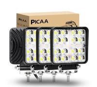 PICAA LED Arbeitsscheinwerfer, 4 pack 4.1 Zoll 48W 12V 24V Doppelfarben Weiß & Amber led zusatzscheinwerfer, Punktstrahl Nebel Offroad Fahrleuchten für Traktor, Lkw, Pkw, ATV für Gelände Fahrten