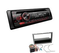 Pioneer DEH-S320BT 1-DIN Autoradio Bluetooth CD-Tuner USB Spotify inkl. Einbauset passend für Opel Corsa C 2004-2006 Aluminium