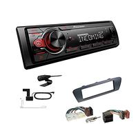 Pioneer MVH-330DAB 1 DIN Autoradio DAB+ Bluetooth USB AUX passend für Renault Scenic Grand Scenic ab 2009 dunkelgrau