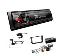 Pioneer MVH-330DAB 1 DIN Autoradio DAB+ Bluetooth USB AUX passend für Volkswagen VW Caddy III ab 2003 schwarz inkl Canbus