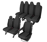 pitshop24 Sitzbezüge, Sitzschoner-Set, Fahrersitz, Doppelbank durchgehend und 4-Sitz-Bank kompatibel mit Renault für den Master III ab BJ. 2010 7-Sitzer