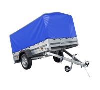 Auto Anhänger 230x125 Garden Trailer 230 KIPP Unitrailer 750 kg mit Stützrad, blauer Hochplane und Hochspriegel