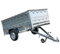 Faltbarer Anhänger GARDEN TRAILER 230 KIPP mit zusätzlichen Bordwänden, Stützrad und Flachplane