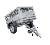 Pkw-Anhänger Garden Trailer 150 Kipp mit Laubgitteraufsatz, Stützrad und Flachplane