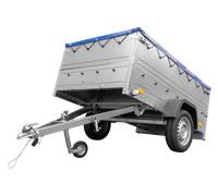 Kfz Anhänger 750 kg GARDEN TRAILER 201 KIPP mit zusätzlichen Bordwänden, Stützrad und blauer Flachplane