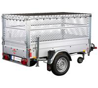 PKW-Anhänger STEMA "BASIC Plus 1000", silber (silberfarben), KFZ-Anhänger, Tieflader, gebremst, mit Gitteraufsatz (87224631-0) silberfarben
