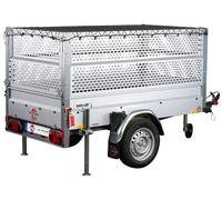 PKW-Anhänger STEMA "BASIC Plus 750", silber (silberfarben), KFZ-Anhänger, Tieflader, ungebremst mit Gitteraufsatz, Topseller (63245334-0) silberfarben