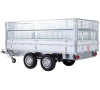PKW-Anhänger STEMA "Rückwärtskipper 2,7 t", silber (silberfarben), KFZ-Anhänger, inkl. E-Hydraulikset und Gitteraufsatz (23833937-0) silberfarben