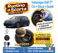 Platzsparend Notrad 17 " für Volkswagen Golf Mit Wagenheber 1T + Tasche Und