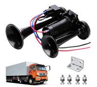 PLLYPE LKW Hupe 12V, 150DB Luft Horn, Dual Trompete Air Horn mit Kompressor, Super Laute Drucklufthorn Auto Air Horn Kit, Chrom Zink Dual Trumpet Air für Autos LKWs Züge Boote Schiffe Motoren
