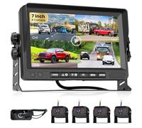 Podofo 4*Rückfahrkamera Kabellos mit Monitor 7 Zoll IP69 Nachtsicht Weitwinkel,AHD IPS Monitor Rückfahrkameras Funk für Auto Wohnmobil/Wohnwagen/LKW,4-geteilter Bildschirm,Loop-Video,Bild zoomen