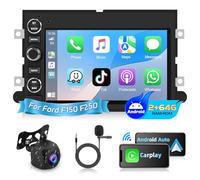 Podofo Autoradio für Ford Focus Fusion F150 Shelby Taurus MKX mit Carplay Android Auto, 7'' 2+64G Android 15 Auto Radio mit GPS Bluetooth WLAN FM/RDS + AHD Rückfahrkamera, Mikrofon