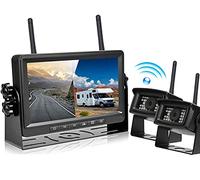 Podofo Rückfahrkamera Kabellos AHD mit Monitor 7'' HD Digital Signal 2 Geteilter Bildschirm IP69 Wasserdicht Weitwinkel Nachtsicht Für Wohnmobil Wohnwagen Camper LKW KFZ DC 12V-36V mit Autoladegerät
