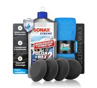 Politurset: SONAX XTREME Polish + Wax 2 Hybrid NPT (500ml) Auto Politur mit Hybrid NetProtection + Applikator + Mikrofasertücher | mühelos und schnell zum perfekten Polierergebnis | 6-teilig