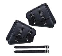 Pomurom 2 Stück Motorrad Satteltaschen Leder, Motorrad Seitentaschen Retro, Abnehmbar wasserdichte Motorrad Schwingentasche Set, Motorrad Aufbewahrungstasche, Motorradzubehör Schwarz
