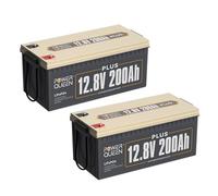 Power Queen 12,8V 200Ah Plus LiFePO4 Batterie, 200A BMS 4000-15000 Zyklen, 2560W Ladeleistung, Perfekter Ersatz für Blei-Säure, SLA, AGM, Gel Batterie-2 Pack