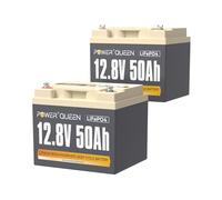 Power Queen LiFePO4 12 Volt 50Ah Lithiumbatterie, 50 A BMS Max 640Wh Leistung, Tiefzyklusbatterie 4000-15000 Zyklen, Ideale Ersatzbatterie der AGM Batterie, Perfekt für Wohnwagen, Trolling Motor 2Pack