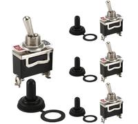 Powice 4X Kippschalter 250V/6A 125V/10A Mit Wasserdichter Kappe,Kippschalter 12V Wasserdicht, Miniboot 2Poliger Schalter 12V,12V/230V Schalter Geeignet für Den Einbau in Häusern Schwarz