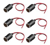 Powice 6 Stück 12V-24V Zigarettenanzünder Buchse, 12V Steckdose KFZ mit 35cm Kabel für LKW Auto KFZ Einbau Steckdose, GPS Dashcam Autoladegerät