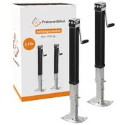 Preiswert&Gut 2x Anhängerstützen 63,5-112 cm bis 3500kg - Ausdrehstütze verzinkt mit Handkurbel, inkl. Sicherungsbolzen - Kurbelstütze Wohnmobil & Wohnwagenstützen Anhänger Stützen auch fürs Wohnmobil