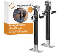 2x Ausdrehstütze klappbar 1000kg Abstellstütze 570-950mm Stützfuß Anhänger Stahl
