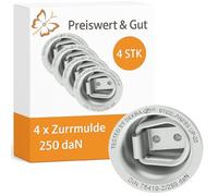 Preiswert&Gut 4 x Befestigungsösen - Zurrösen Set - Zurrbügel mit 250 daN Zugkraft für Anhänger DIN75410/2 - ideal für Spanngurte & Sicherungssysteme zur Ladungssicherung