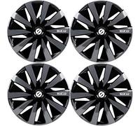 Premium Radkappen 15 Zoll in Schwarz-Grau-Glänzend 4er-Satz hochwertige Radzierblenden für PKW-Stahlfelgen Radblenden-Zweifarbig Radabdeckungen Raddeckel Zierblenden Zierkappen Zierdeckel 4 Stück