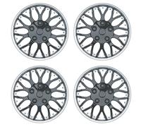 Premium Radkappen 16 Zoll in Schwarz-Silber-Glänzend 4er-Satz hochwertige Radzierblenden für PKW-Stahlfelgen Radblenden-Zweifarbig Radabdeckungen Raddeckel Zierblenden Zierkappen Zierdeckel 4 Stück