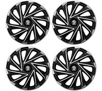 Premium Radkappen 16 Zoll in Schwarz-Silber-Matt 4er-Satz hochwertige Radzierblenden für PKW-Stahlfelgen Radblenden-Zweifarbig Radabdeckungen Raddeckel Zierblenden Zierkappen Zierdeckel 4 Stück