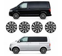 Premium Radkappen 17 Zoll gewölbt kompatibel mit VW T5 T6 T6.1 Stahlfelgen in Schwarz-Silber-Matt 4er-Satz gewölbte Radzierblenden Radblenden Raddeckel Radabdeckungen Zierblenden Zierkappen 4er-Set