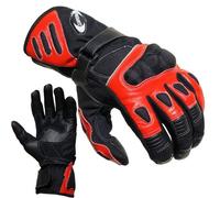 PROANTI Sommer City Motorradhandschuhe | Motorrad Handschuhe aus Nylon-Cordura und Leder | strapazierfähige Rindsleder-Innenfläche | optimale Passform | angenehmer Griff | Protektoren | Rot (M)