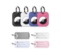 PROfezzion GPS Tag Halter Schutzhülle mit Schlüsselring, Tag & Etikettenpapier, Einhandbedienung, für Hundehalsband, Autoschlüssel, Rucksack, Kindertasche, Koffer (Schwarz+Blau+Weiß+Rosa)