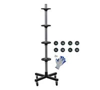 PROREGAL Fahrbarer Felgenbaum CARRERO für Autoreifen bis 24,5 cm, HxBxT 115,5x46x46cm, bis zu 4 Reifen, Schwarz, Reifenständer, fahrbar