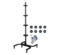 PROREGAL Fahrbarer Felgenbaum CARRERO XL für Autoreifen bis 295 mm, HxBxT 138x54x50cm, bis zu 4 Reifen, Schwarz, Reifenständer, fahrbar