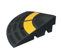 PROREGAL Reflektierende Bordstein-Rampe aus Hartgummi | Abschlusselement | HxBxT 10x30x30cm | LKW geeignet & belastbar bis 40 Tonnen | Schwarz-Gelb - mehrfarbig PR_RMO37-03