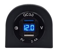 ProRide 12V USB Aufbau 2 Ports QC3.0 Voltmeter DS2114B Komplett-Set, Blau