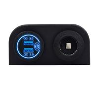 ProRide 12V USB-Aufputz 2 Ports QC3.0 + 12/24V Zigarettensteckdose Blau