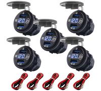ProRide 12V USB Einbausteckdose 2x USB QC3.0 Blau mit Voltmeter - 5 Stück