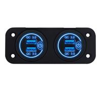 ProRide 12V USB-Steckdose 4 Ports mit Schalter - 2-fach Einbau, QC3.0, Blau