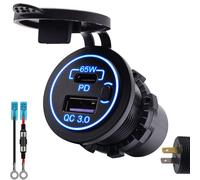 ProRide 12V USB/USB-C Einbausteckdose 2 Ports mit Schalter 65W QC3.0