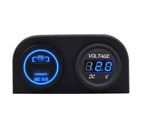 ProRide 12V USB/USB-C Steckdose 2 Ports, Aufputz, QC3.0, mit Voltmeter