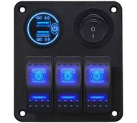 ProRide Schaltpanel 12V Auto/Boot, 2-Port USB QC3.0, 3 Schalter