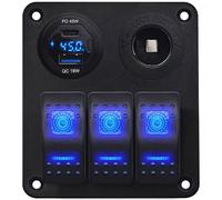 ProRide Schaltpanel 12V Auto/Boot, 2x USB/USB-C, 45W QC3.0, 3 Schalter