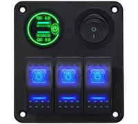 ProRide Schaltpanel 12V mit 2-Port USB-Lader QC3.0 PUSB1QC-G, 3 Schalter