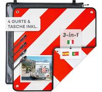 Prowiste Warntafel Fahrradträger - ECE R70 geprüft - Für Italien, Spanien & Portugal - Robustes Aluminium - Einfache Montage mit Spanngurten & Tasche (50×50 cm)