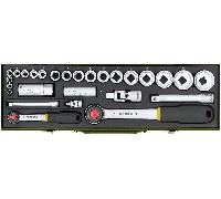 Proxxon PKW-Steckschlüsselsatz mit 1/4 Zoll- und 1/2 Zoll-Ratsche, 27-teilig - 23020